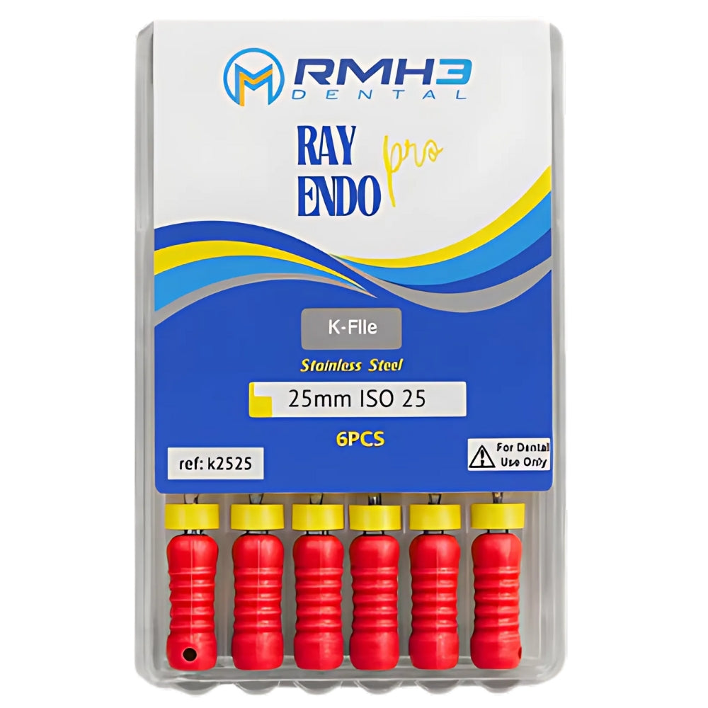 RayEndo Pro K-Files, 25mm #25, Stainless Steel — 6/Box