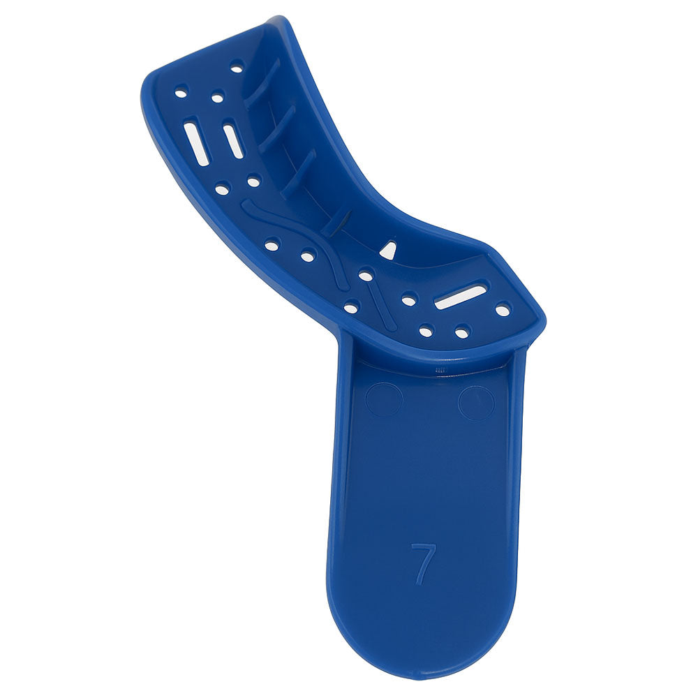 RMH3 Dental Supply Dark Blue #7 Upper Right/Lower Left Perforated Disposable Impression Tray — 12/Pack