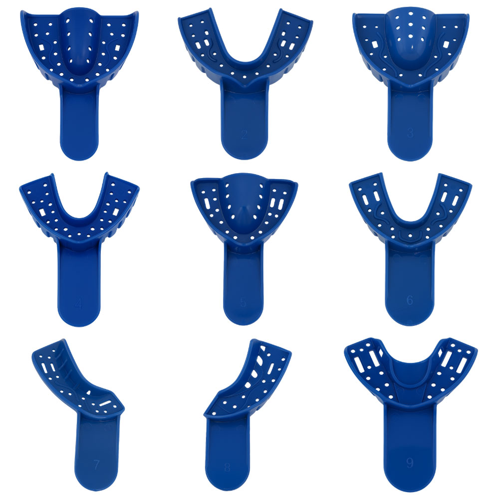 RMH3 Dental Supply Dark Blue #1-9 Assorted Perforated Disposable Impression Tray — 9/Pack