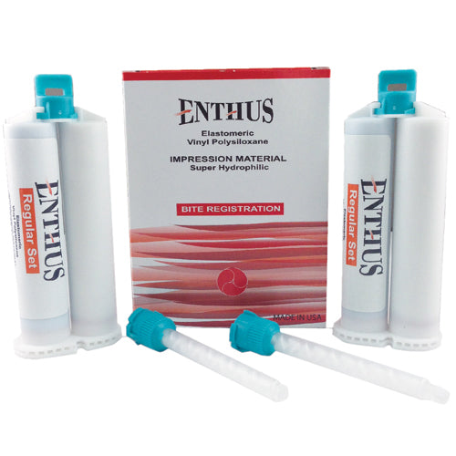 Dharma Enthus VPS Bite Registration Material, Fast Set, Spearmint, 2 x 50 mL Cartridges + 6 Mixing Tips