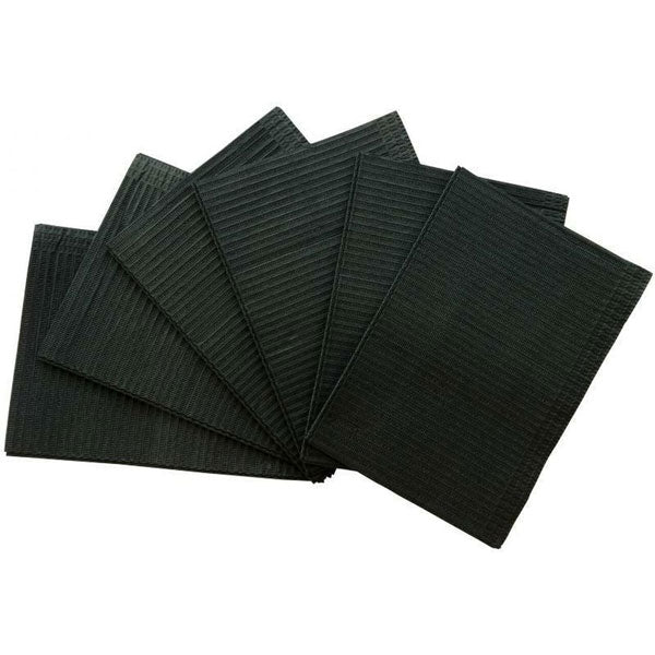 Patient Bibs, 2-Ply Tissue + 1-Ply Poly, Black