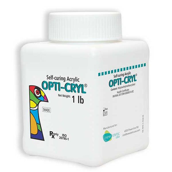 New Stetic Opti-Cryl Self Curing Acrylic Powder, Original, 1 lb