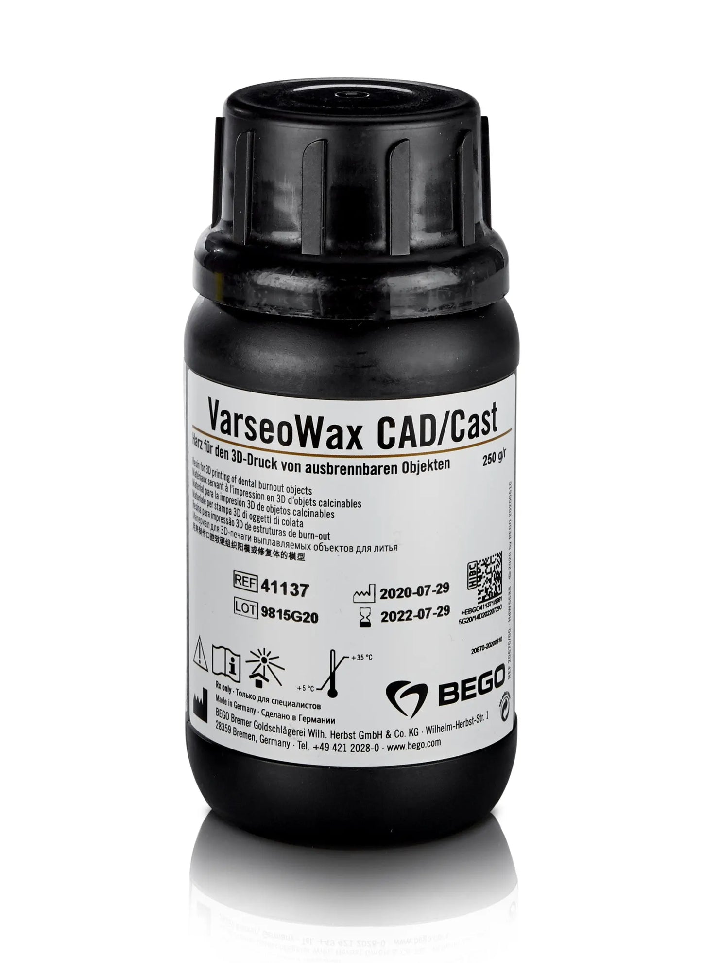 VarseoWax Cad/Cast Dental 3D Casting Resin 250g - RMH3 Digital by RMH3 Dental