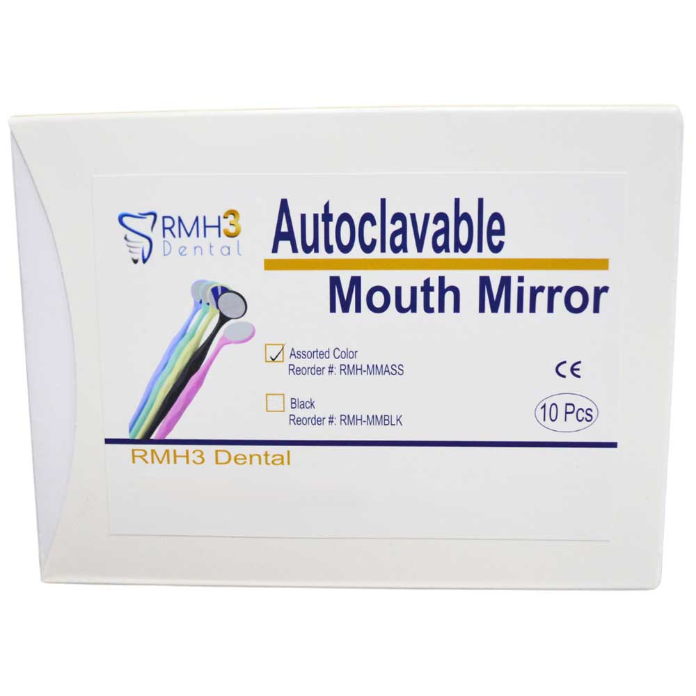 Autoclavable Mouth Mirror Double Sided, Mixed Color PA Handle