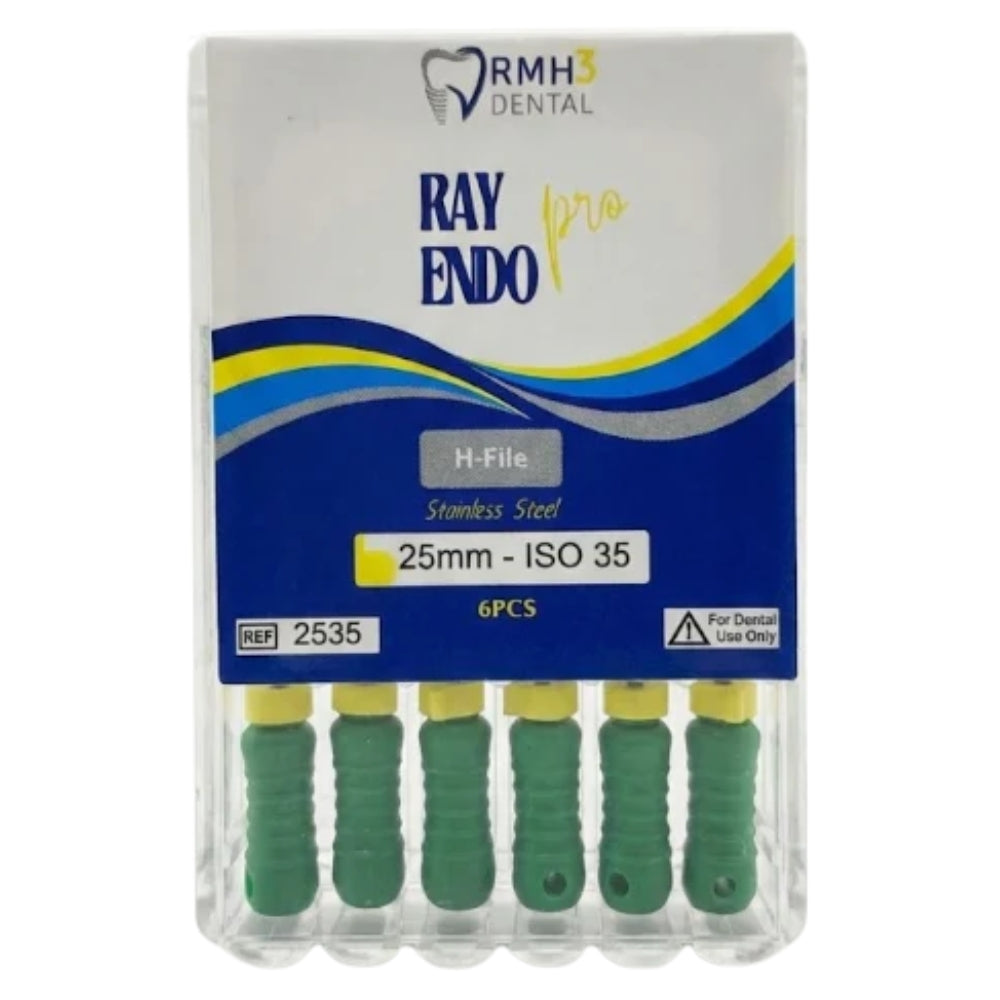 RayEndo Pro H-Files, 25mm #35, Stainless Steel — 6/Box