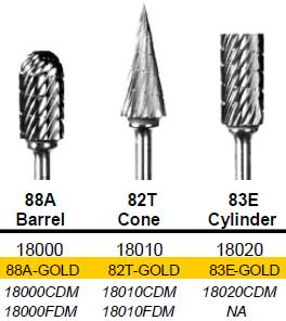 Buffalo Cone (82T) TNT-Coated Dual Cut Coarse HP Carbide Bur