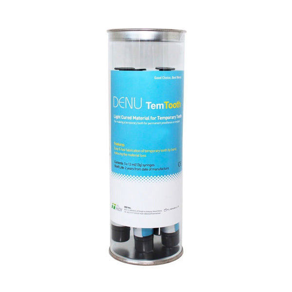 HDI-Denu TemTooth Temporary Crown & Bridge Material, Shade A1, 5 x 12ml (14g) Syringes