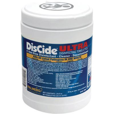 Palmero DisCide ULTRA Towelettes, 10 1/2" x 10 1/2", 60/Can