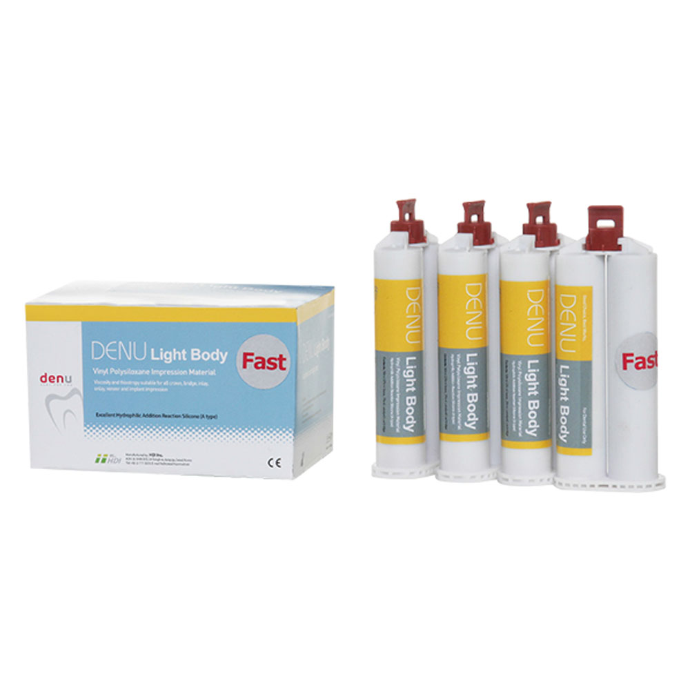 HDI-Denu Light Body Impression Material, Fast Set, 4 x 50ml Cartridges