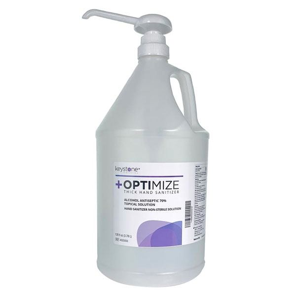 Keystone Optimize Thick Hand Sanitizer, 70% Ethyl Alcohol, 1 Gallon with Pump