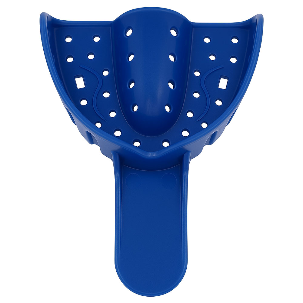 RMH3 Dental Supply Dark Blue #1 Large Upper Perforated Disposable Impression Tray — 12/Pack