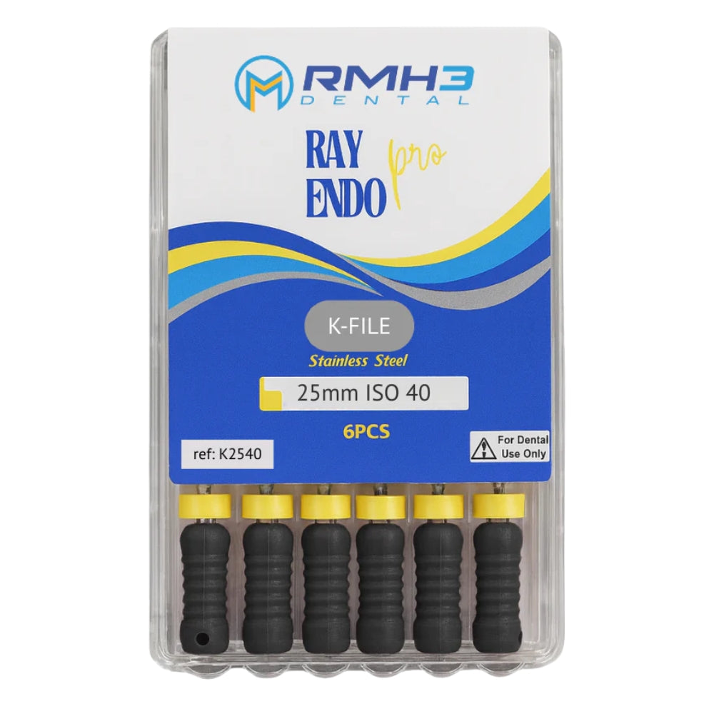 RayEndo Pro K-Files, 25mm #40, Stainless Steel — 6/Box
