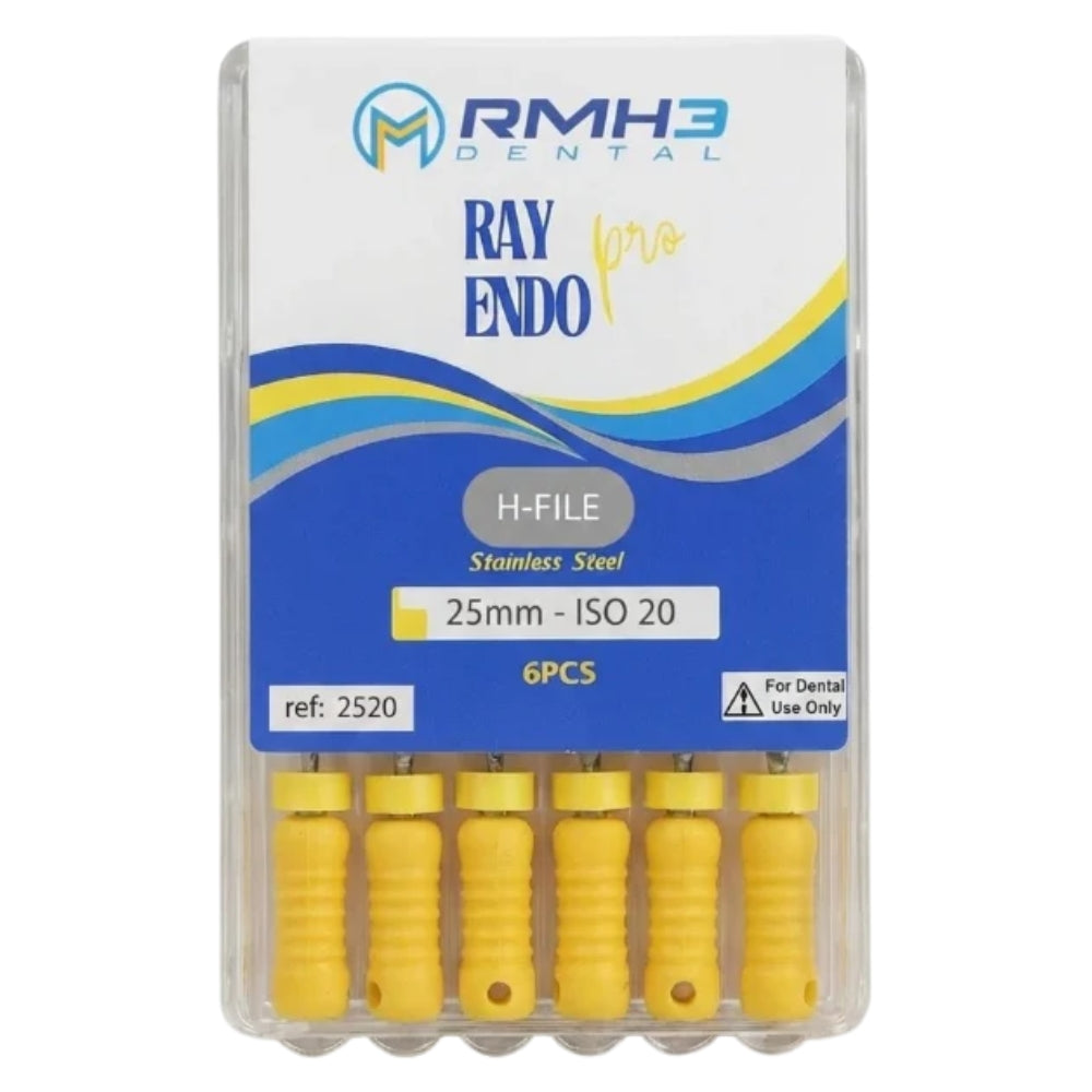 RayEndo Pro H-Files, 25mm #20, Stainless Steel — 6/Box