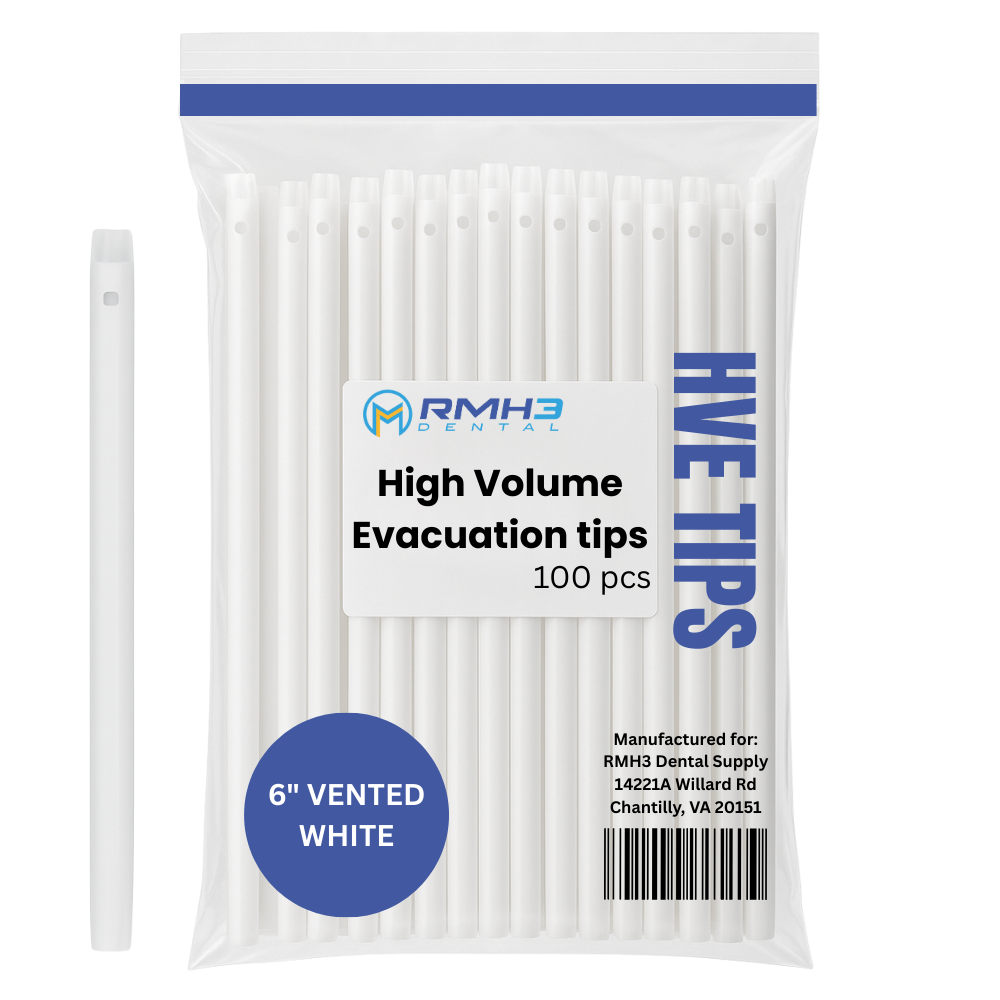 RMH3 DENTAL High-Volume Evacuation HVE Tips 6, White, 100/Bag