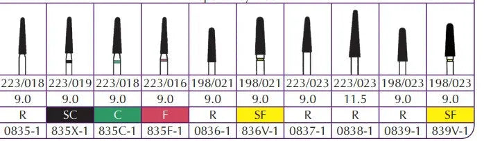 Shofu Robot FG Diamonds Round End Tapered Cylinder Shofu Dental Corp