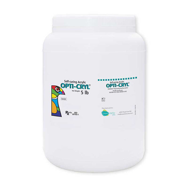 New Stetic Opti-Cryl Self Curing Acrylic Powder, Clear, 5 lb