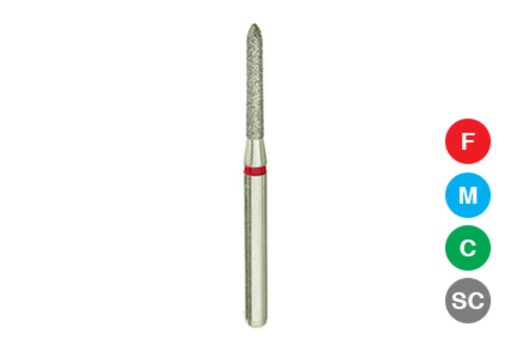 Beyes Dental 878/012-F Modified Beveled Cylinder Diamond Bur, Fine, 10/Pk
