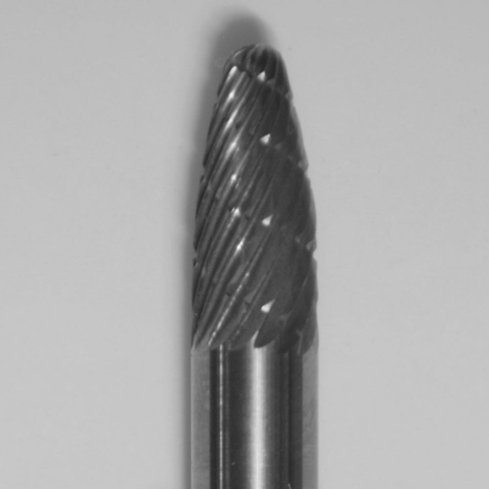 Buffalo 1/4" Taper, Diamond Cut Coarse Carbide Bur w/ 1/4" Shank