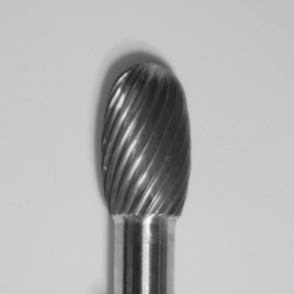 Buffalo 3/8" Egg (D3/8) Diamond Cut Coarse Carbide Bur w/ 1/4" Shank