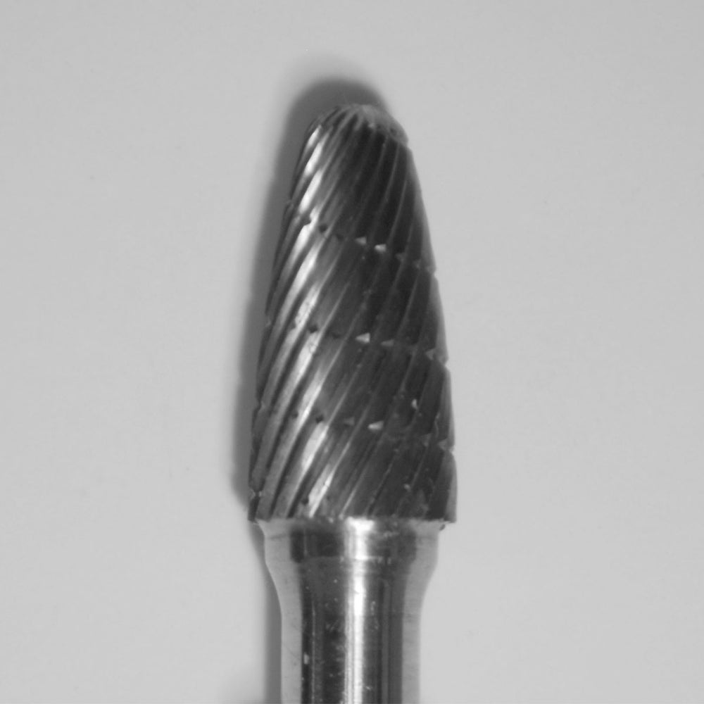 Buffalo 3/8" Taper (A3/8) Dual Cut Regular Carbide Bur w/ 1/4" Shank