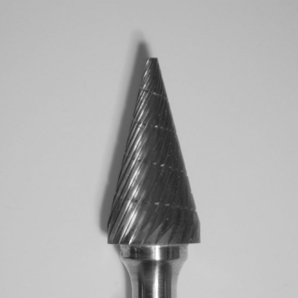 Buffalo 1/2" Cone (B1/2) Dual Cut Regular Carbide Bur with 1/4" Shank