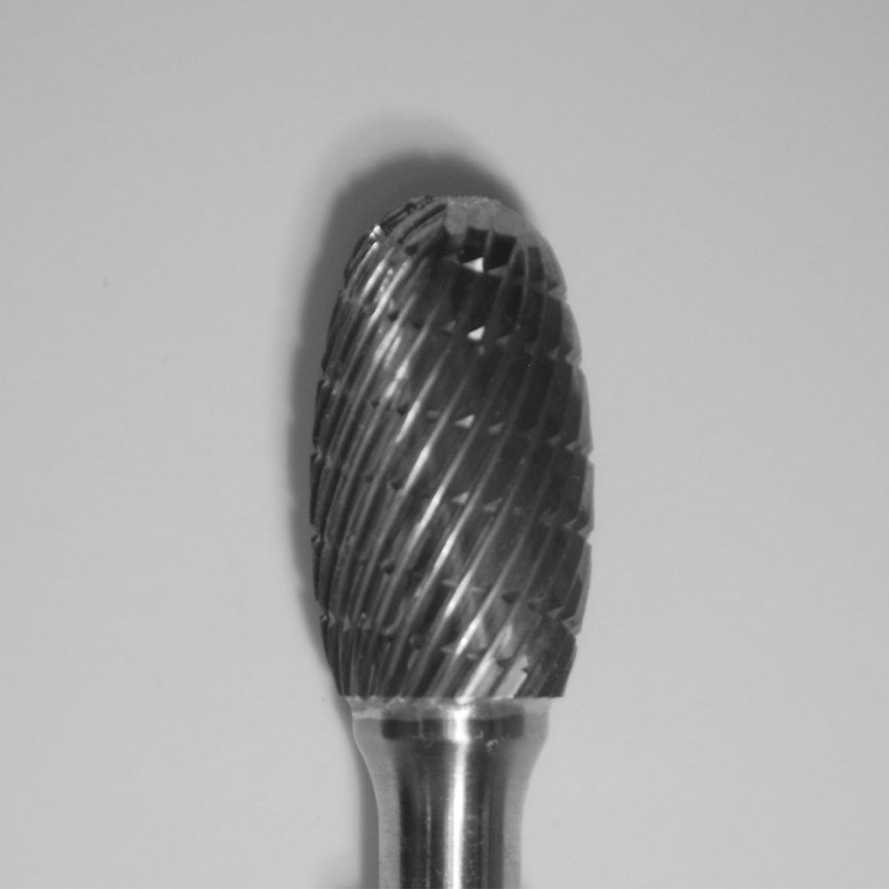 Buffalo 1/2" Egg (D1/2) Dual Cut Regular Carbide Bur with 1/4" Shank