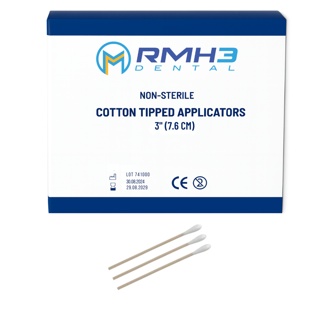 RMH3 DENTAL 3" Non-Sterile Cotton Tip Applicators, Box of 1000