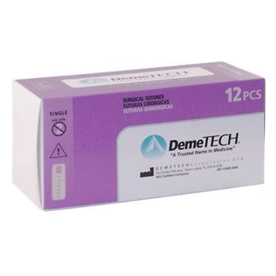 DemeSORB Polyglycolic Acid Absorbable Suture, 5/0, 18" (45cm), DP-3 Reverse Cutting Needle, 12/Box