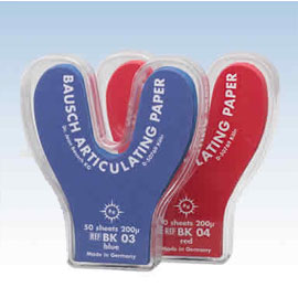 Bausch .008" Blue Horseshoe-Shaped Articulating Paper, 200 Microns, 50 Sheets