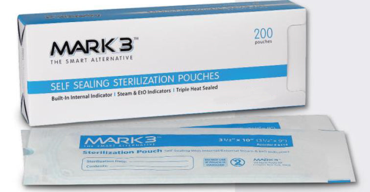 Cargus MARK3 Self-Sealing Sterilization Pouch, 7.5" x 14", 200/Box, Triple Heat Sealed