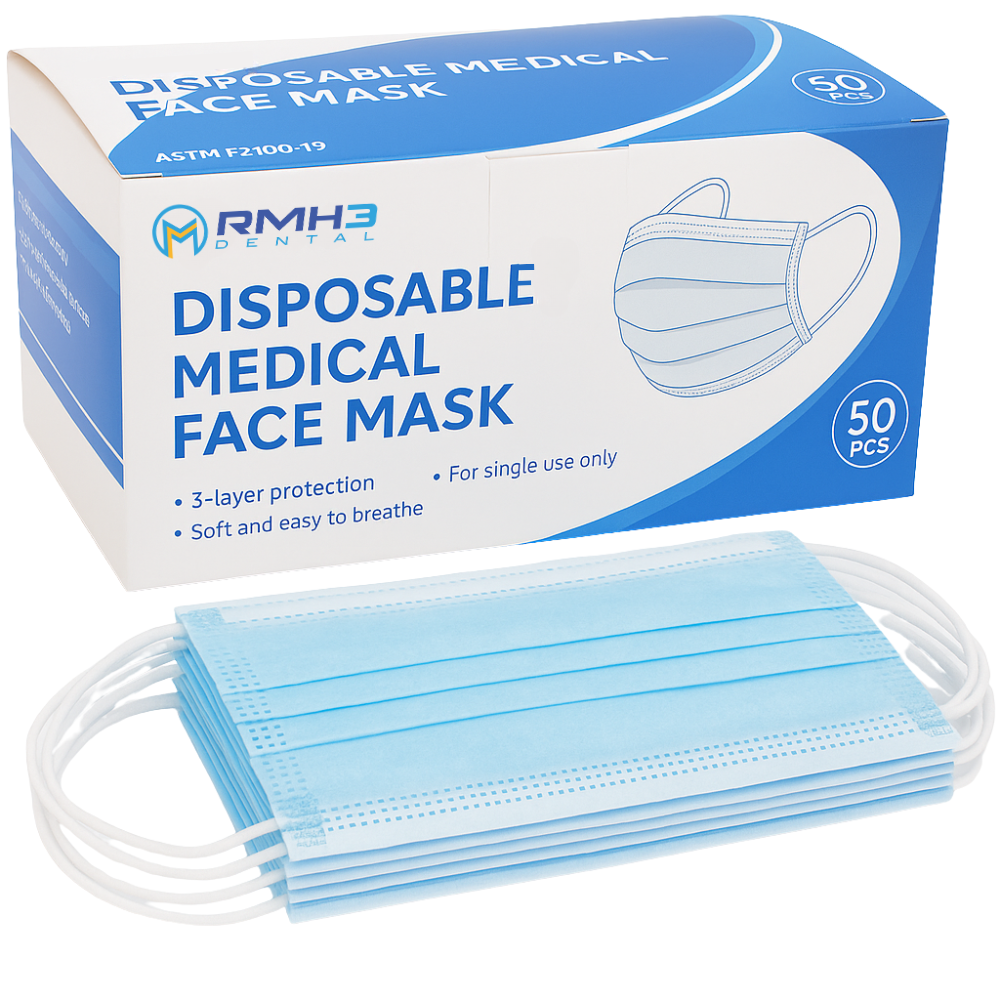 RMH3 Dental Disposable Earloop Blue Face Masks 50/box