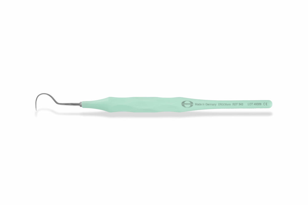 Hahnenkratt E. Ergoform Single-Ended Explorer, Form A (Shepherd's Hook #23), Pastel Mint Handle, 1/Pk