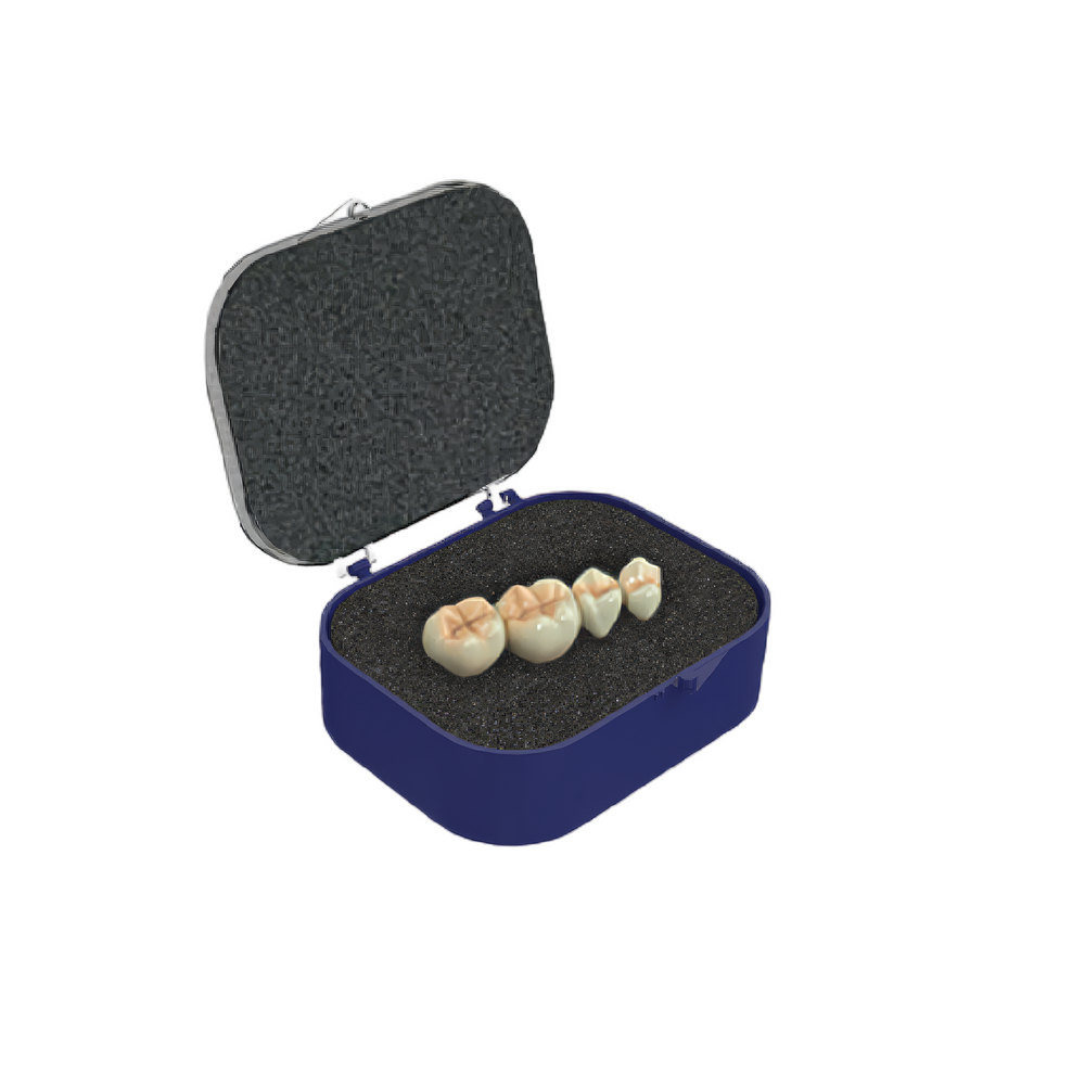 Harvest Dental Crown & Bridge 2" Rigid Bridge Box (Rounded) Dark Blue/Clear w/Charcoal Grey Foam 500/CTN