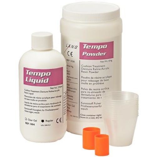 Lang Tempo Short-Term Soft Reline, Pound Package, 454g Pink Powder & 236mL Liquid