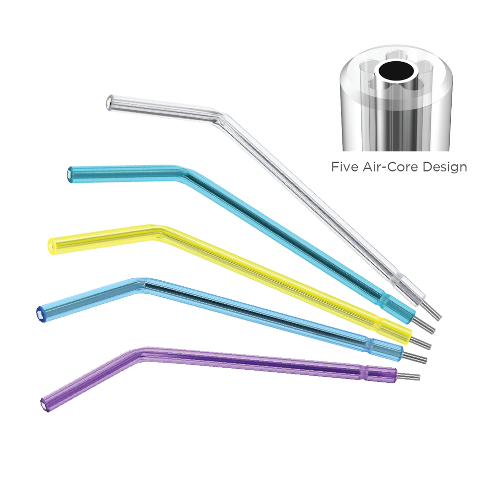 Pac-Dent TruTip Plus Air/Water Syringe Tips, Assorted Colors with Metal core, 150/pk