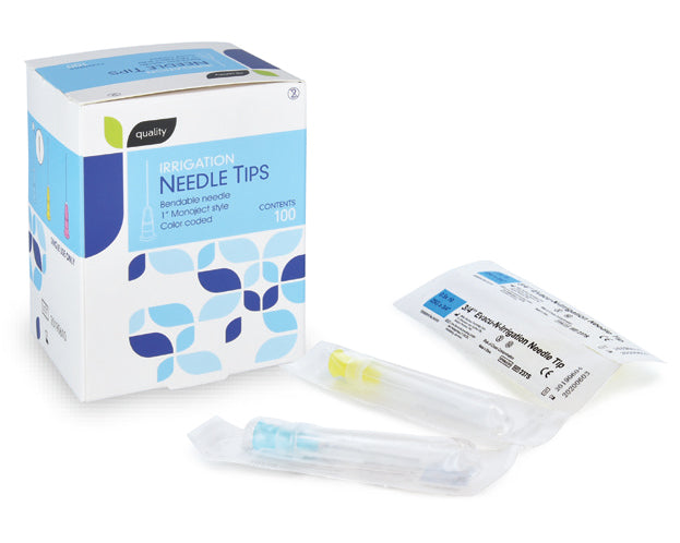 Pac-Dent Sterile 3/4 Evacu-N-Irrigation Needle Tips, 19 Ga., Gray, 100/Pk