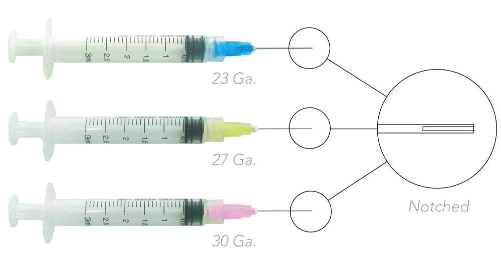 Pac-Dent Endo Irrigation Combo Kit: 100 x 27 Ga. yellow tips w/ 100 x 3 cc syringes