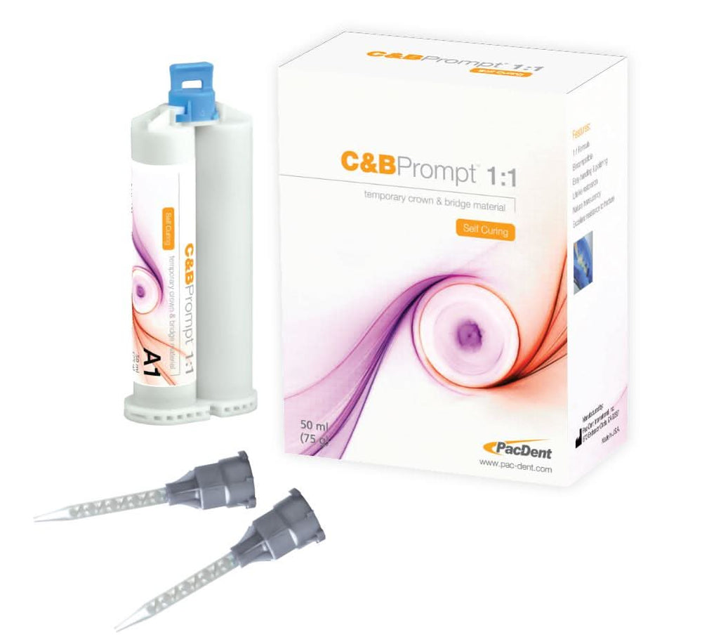 Pac-Dent C&B Prompt 1:1 cartridge of 76 gm C&B material and 15 mixing tips, A2