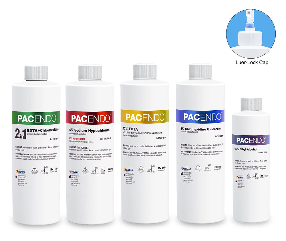 Pac-Dent PacEndo 17% EDTA Refill Bottle, 480 ml/16 oz with 1 x Luer-Lock Dispensing Cap