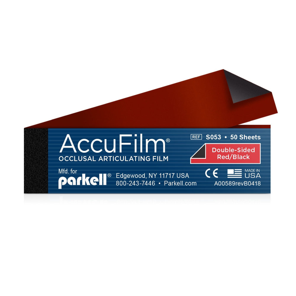 Parkell AccuFilm II Articulating Film Booklet, Red/Black, 5 Booklets of 50