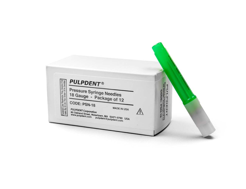 Pulpdent Pressure Syringe Needles, 18 Gauge, 1-1/4", 30/Pack