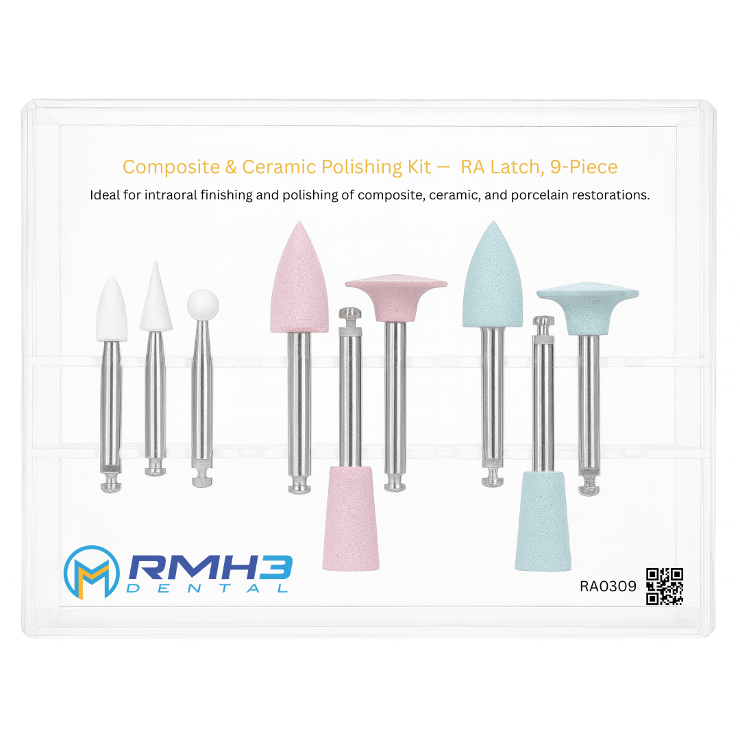 RMH3 Dental Composite Polishing Kit Multi-Shape Finishers for Intraoral Finishing & Polishing 9-Piece RA Shank