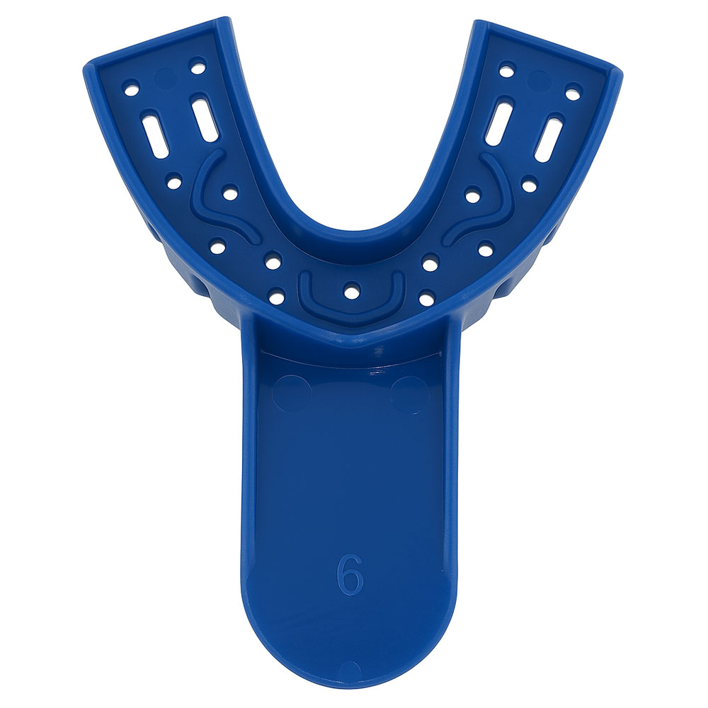 RMH3 Dental Supply Dark Blue #6 Small Lower Perforated Disposable Impression Tray — 12/Pack