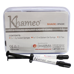 Dharma Khameo Light-Cure Pit & Fissure Sealant Kit, Opaque, 4 x 1.5 g Syringes + 20 Tips