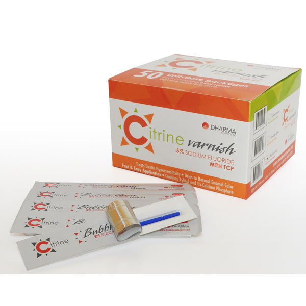 Dharma Citrine 5% Sodium Fluoride Varnish with TCP, Bubble Gum, 200/Box