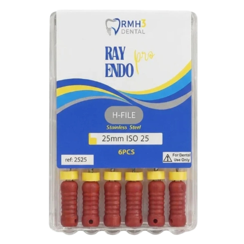 RayEndo Pro H-Files, 25mm #25, Stainless Steel — 6/Box