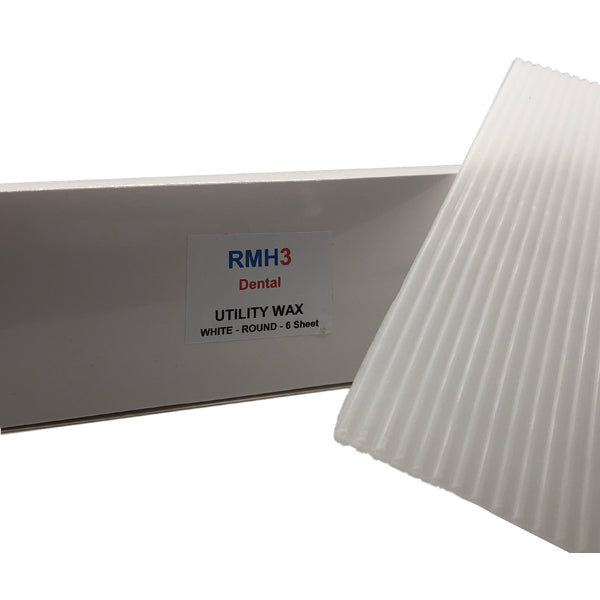RMH3 Dental Supply Utility Wax, White Round, Sheet Size 10" x 3" — 6 Sheets/Box