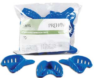 Keystone PREHMA Perforated Plastic Impression Tray #4, Medium Lower, Blue, Bag of 12