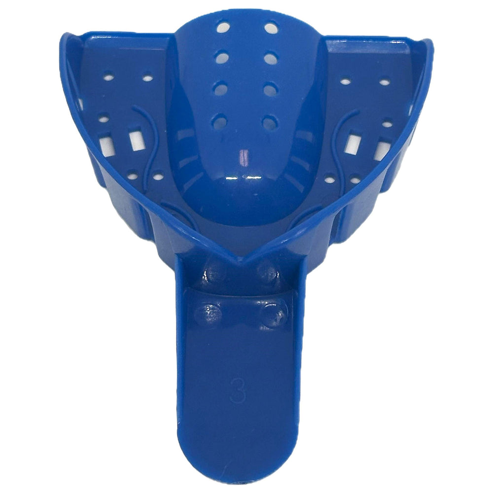 RMH3 Dental Supply Dark Blue #3 Medium Upper Perforated Disposable Impression Tray — 12/Pack