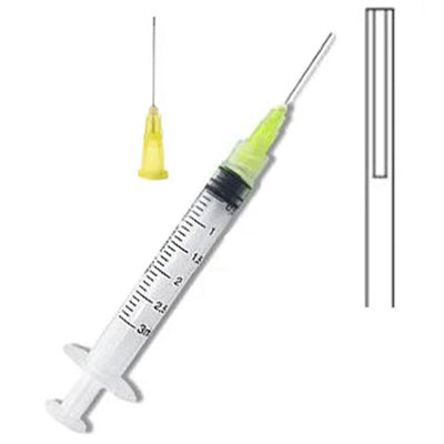 RMH3 Dental Supply Endo Irrigation Kit, 27G + 3cc Yellow Hub, Half-Cutting Tips — 100/Box